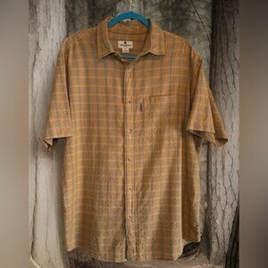 Woolrich Mens Shirt Large Orange Green Plaid Button Outdoor Seersucker Gorpcore